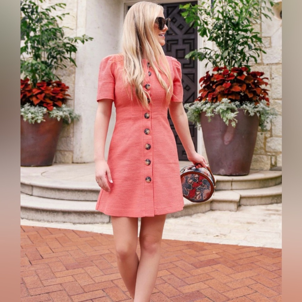 Gal Meets Glam Kathleen Dress Size 6 Petite Button Front Knit Dress Preppy